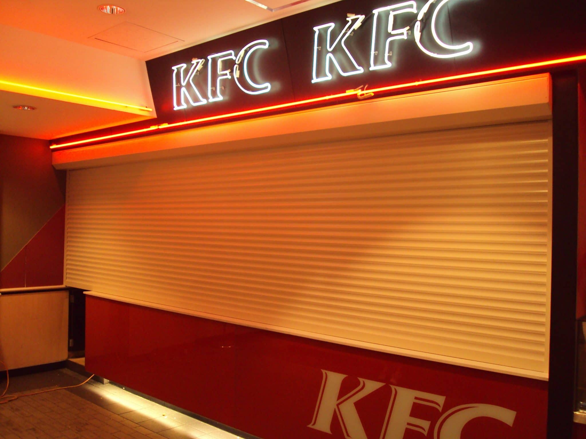 Commercial survery countertop roller shutter installed at KFC in the Perth central business district