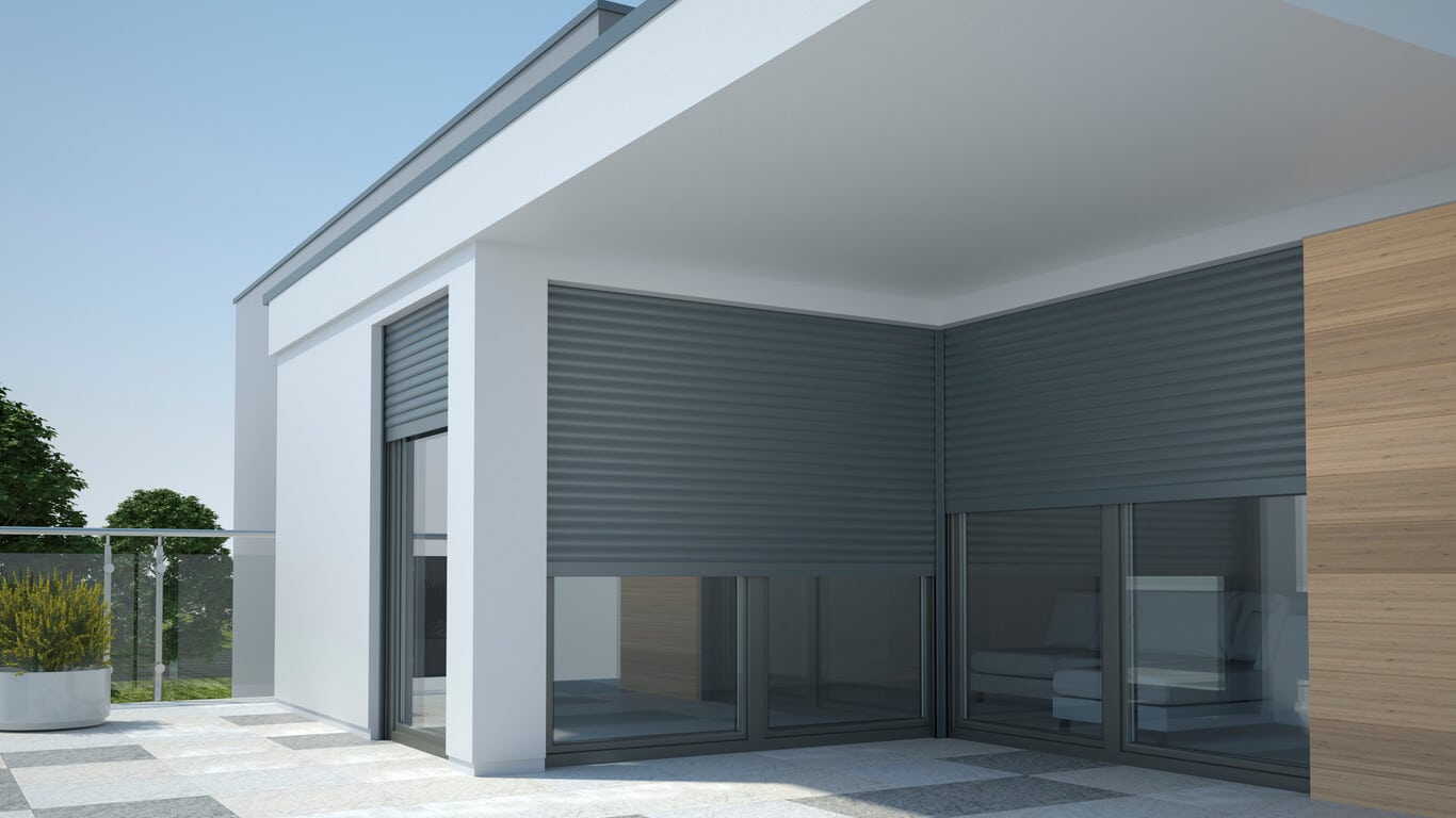 windows roller shutters grey