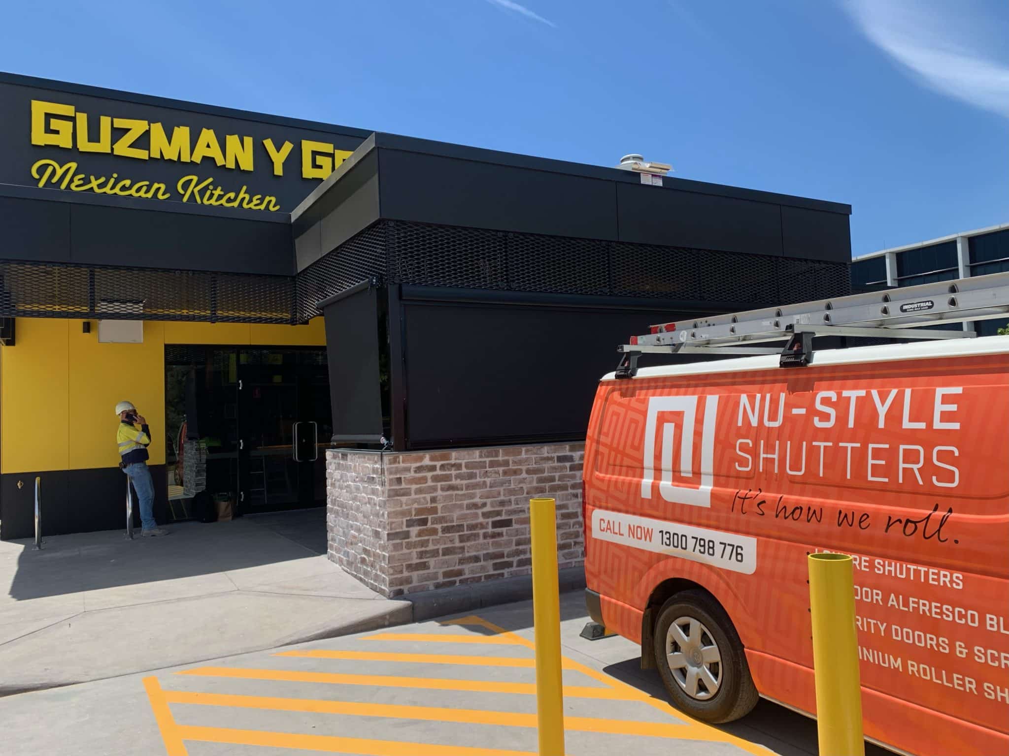 commercial outdoor blinds - guzman y - install by nu style shutters
