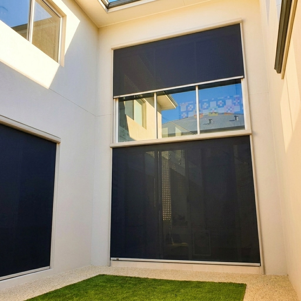 NSS Luna outdoor window blinds on courtyard windows in a Perth home